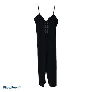 KENDALL + KYLIE Black Tie Front Sleeveless Jumpsuit Sz M